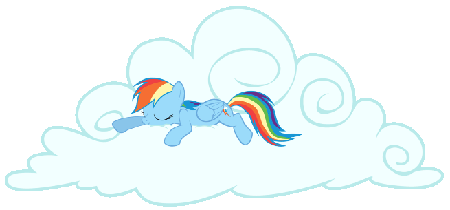 Schlafendes MLP-Pegasus „Rainbow Dash“ auf einer Wolke